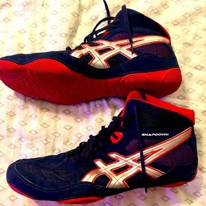 Men’s 13 Asics Wrestling Shoes Blue Red